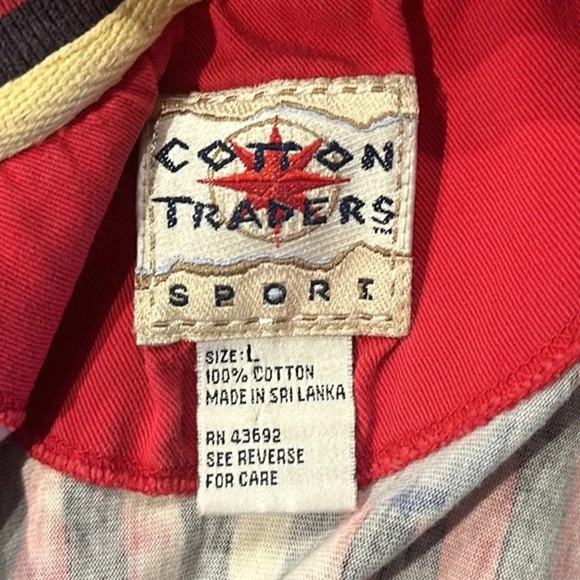 Vintage Cotton Traders Short Sleeve Sailboat Print Cotton Polo Shirt Size Large - Picture 5 of 7